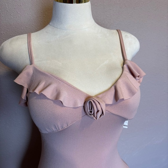 Almost Famous Tan Pink Asymmetrical Bodycon Dress - Picture 3 of 4